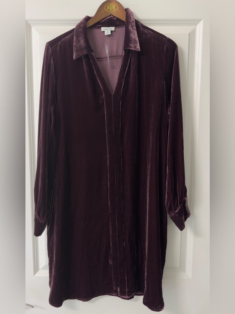 Sundance Velvet Shift Dress in Deep Plum fall winter - Picture 1 of 6